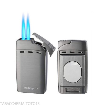 Briquet Silver Match Andorra à double flamme avec coupe-cigare - Briquets - Métal