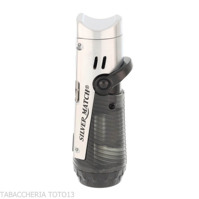 Silver Match Minsk triple jetflame con troquel y reposapuros | Plata