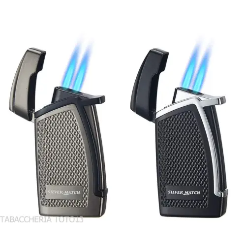 Silver Match Varsovie accendino double Jet Flame inclinate e puncher - Accendini