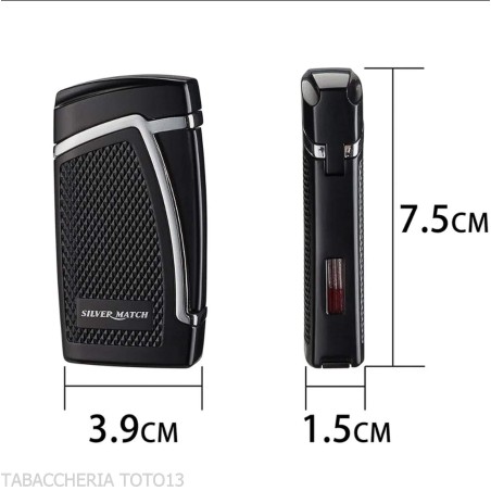 Silver Match Varsovie double Jet Flame lighter inclined and puncher - Lighters - Metal