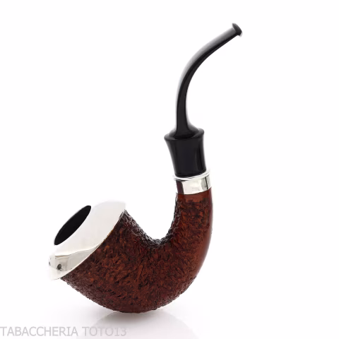 Ser Jacopo R1 rusticated calabash pipe with silver ferrule and top - Tobacco Pipes - Natural root