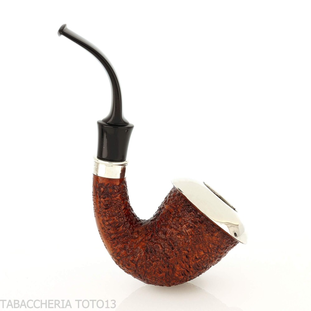 Ser Jacopo calabash rusticata R1 con ghiera e top in argento - Pipe