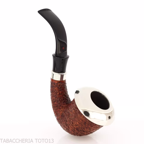 Ser Jacopo R1 rusticated calabash pipe with silver ferrule and top - Tobacco Pipes - Natural root