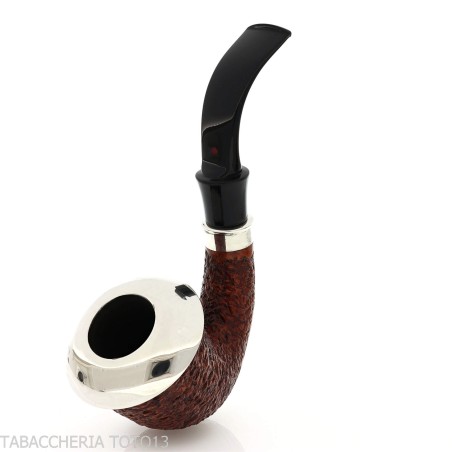 Pipe en calebasse rustique Ser Jacopo R1 avec virole et dessus en argent - Pipe Pour le Tabac - Racine naturelle