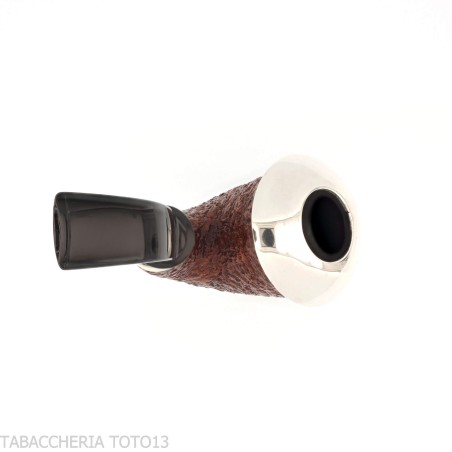 Pipe en calebasse rustique Ser Jacopo R1 avec virole et dessus en argent - Pipe Pour le Tabac - Racine naturelle