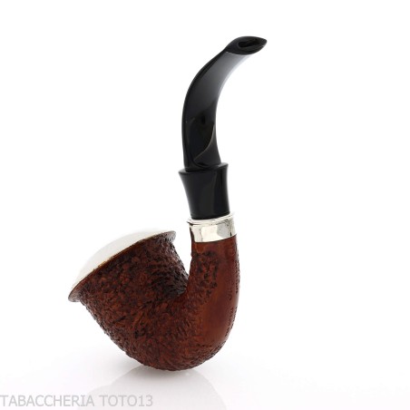 Pipa de calabaza rústica Ser Jacopo R1 con virola y tapa de plata - Pipas de Tabaco