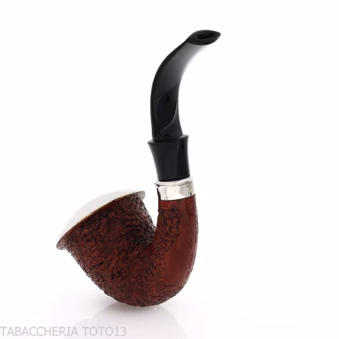 Ser Jacopo R1 rusticated calabash pipe with silver ferrule and top - Tobacco Pipes - Natural root