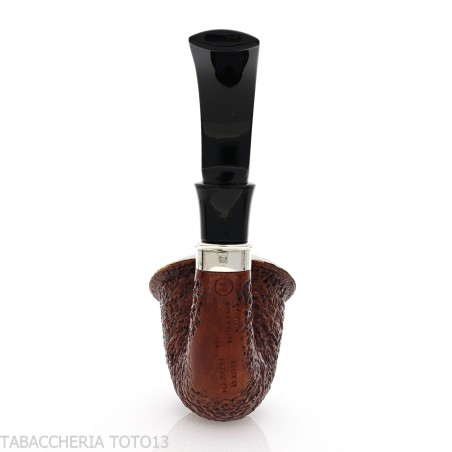 Pipe en calebasse rustique Ser Jacopo R1 avec virole et dessus en argent - Pipe Pour le Tabac - Racine naturelle
