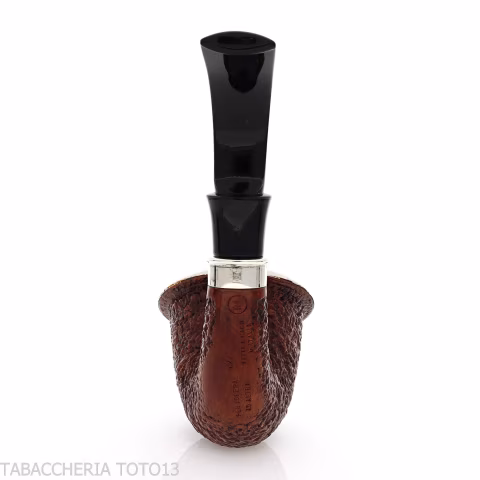 Ser Jacopo R1 rusticated calabash pipe with silver ferrule and top - Tobacco Pipes - Natural root