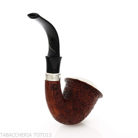 Pipe en calebasse rustique Ser Jacopo R1 avec virole et dessus en argent - Pipe Pour le Tabac - Racine naturelle