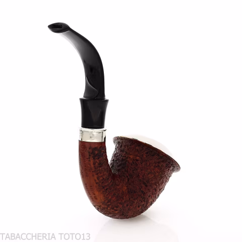 Ser Jacopo R1 rusticated calabash pipe with silver ferrule and top - Tobacco Pipes - Natural root