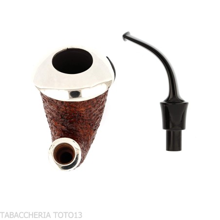 Ser Jacopo calabash rusticata R1 con ghiera e top in argento - Pipe