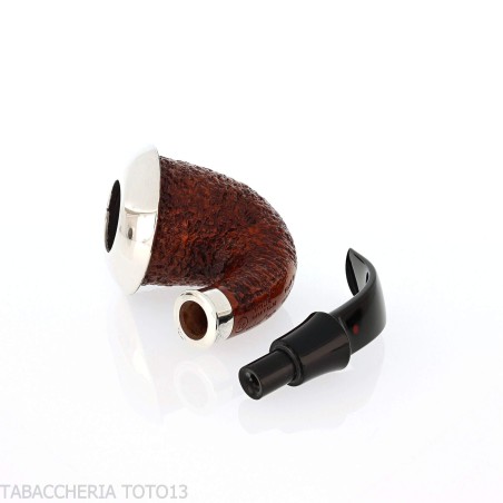Ser Jacopo calabash rusticata R1 con ghiera e top in argento - Pipe