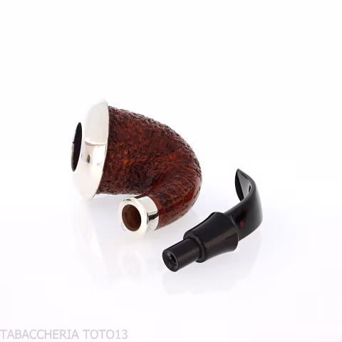 Ser Jacopo R1 rusticated calabash pipe with silver ferrule and top - Tobacco Pipes - Natural root