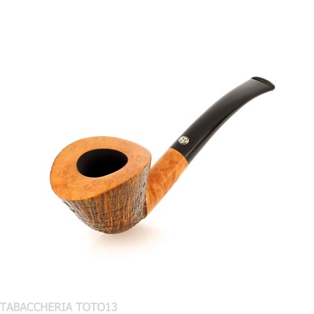 Mastro de Paja tobacco pipe oval shape dublin semi-bent in sandblasted briar - Tobacco Pipes - Natural root