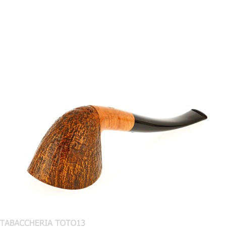 Mastro de Paja tobacco pipe oval shape dublin semi-bent in sandblasted briar - Tobacco Pipes - Natural root