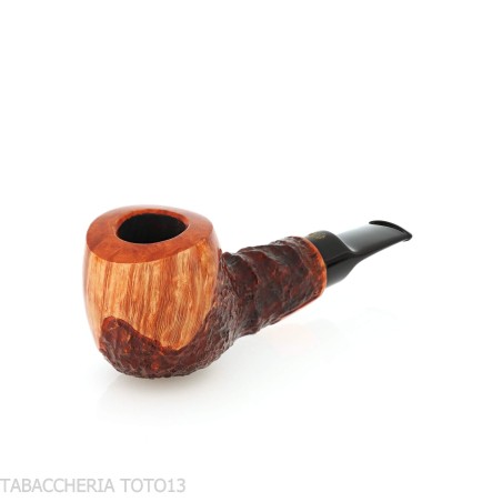 Pipe Crown Viking en forme apple partiellement rustiquée - Pipe Pour le Tabac - Racine naturelle