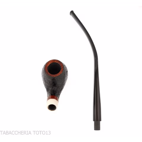 Pipa Churchwarden Bent Egg de Aldo Velani, negra arenada - Pipas de Tabaco