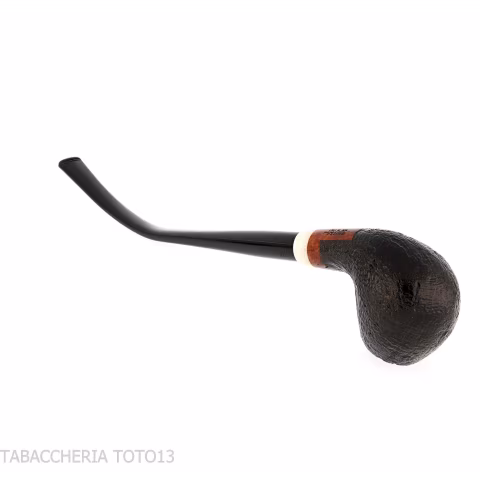 Pipa Churchwarden Bent Egg de Aldo Velani, negra arenada - Pipas de Tabaco