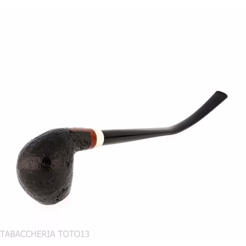 Pipa Churchwarden Bent Egg de Aldo Velani, negra arenada - Pipas de Tabaco
