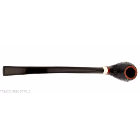Pipa Churchwarden Bent Egg de Aldo Velani, negra arenada - Pipas de Tabaco