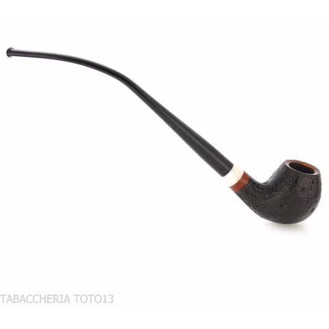 Pipa Churchwarden Bent Egg de Aldo Velani, negra arenada - Pipas de Tabaco