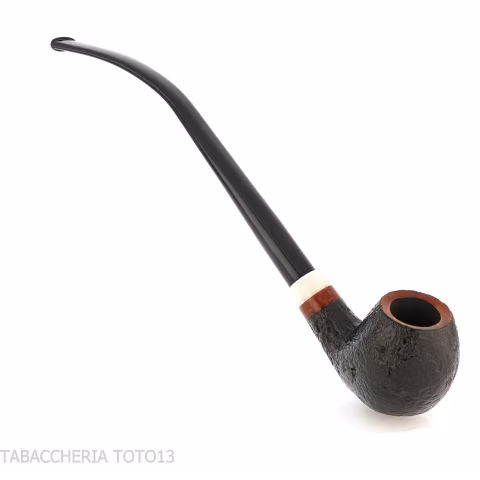 Pipa Churchwarden Bent Egg de Aldo Velani, negra arenada - Pipas de Tabaco