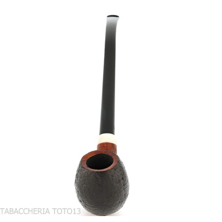 Aldo Velani pipe churchwarden Bent Egg sandblasted black - Tobacco Pipes - Natural root