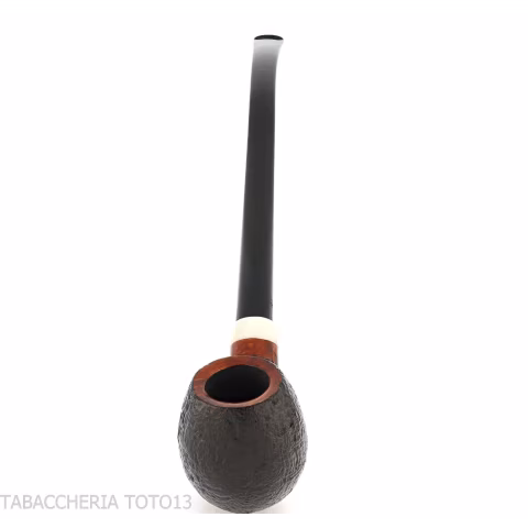 Pipa Churchwarden Bent Egg de Aldo Velani, negra arenada - Pipas de Tabaco