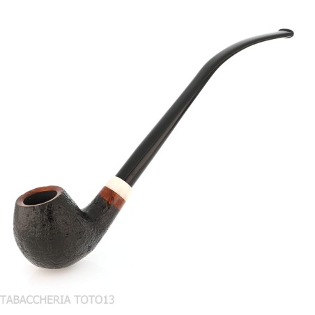 Aldo Velani pipe churchwarden bent egg sablé noir - Pipe Pour le Tabac - Racine naturelle