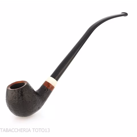Pipa Churchwarden Bent Egg de Aldo Velani, negra arenada - Pipas de Tabaco