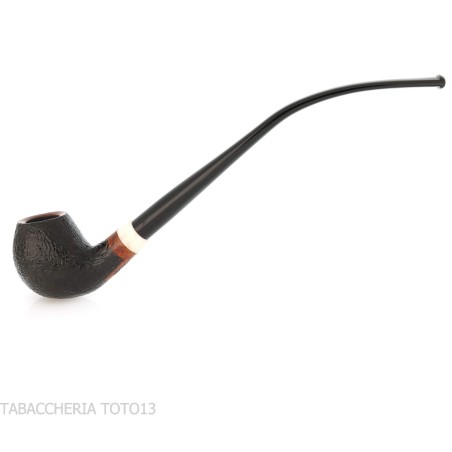 Aldo Velani pipe churchwarden Bent Egg sandblasted black - Tobacco Pipes - Natural root