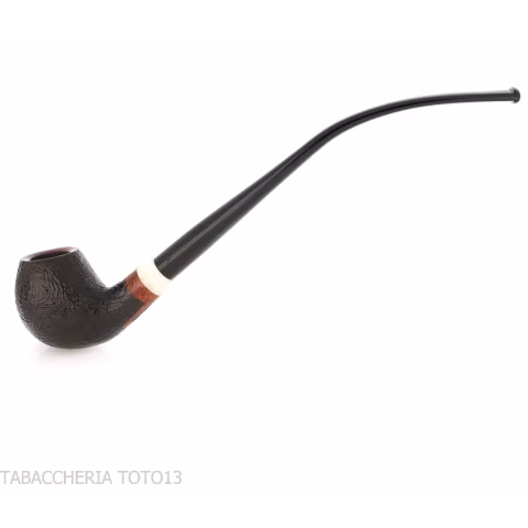 Pipa Churchwarden Bent Egg de Aldo Velani, negra arenada - Pipas de Tabaco