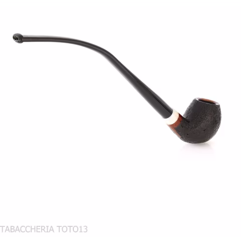 Pipa Churchwarden Bent Egg de Aldo Velani, negra arenada - Pipas de Tabaco