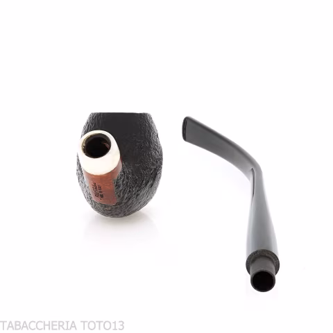 Pipa Churchwarden Bent Egg de Aldo Velani, negra arenada - Pipas de Tabaco