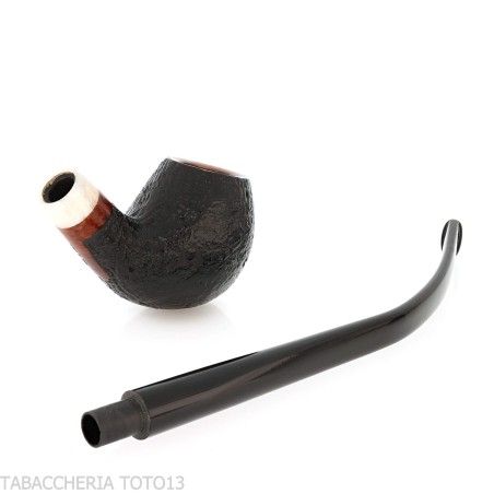 Aldo Velani pipe churchwarden bent egg sablé noir - Pipe Pour le Tabac - Racine naturelle