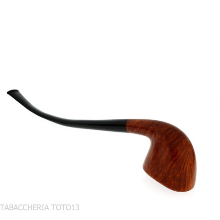 Pipa Churchwarden Dublín curvada ovalada en brezo natural, pulida.-Pipa Milano