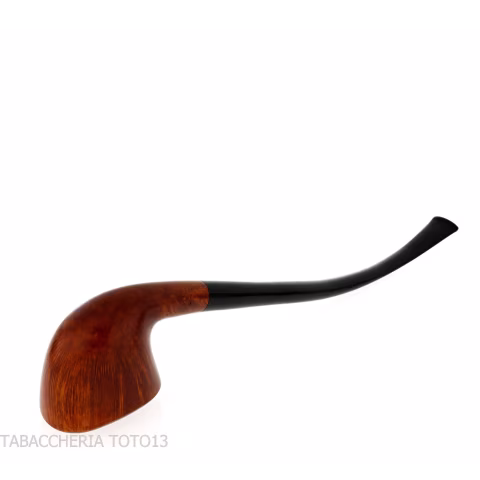 Pipa Churchwarden bent Dublin ovale in radica naturale lucida - Pipe