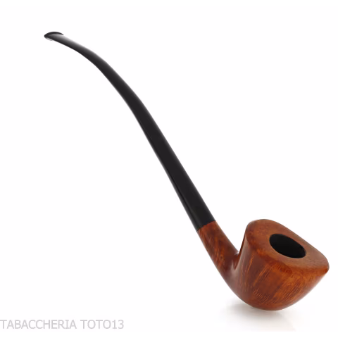 Pipa Churchwarden bent Dublin ovale in radica naturale lucida - Pipe