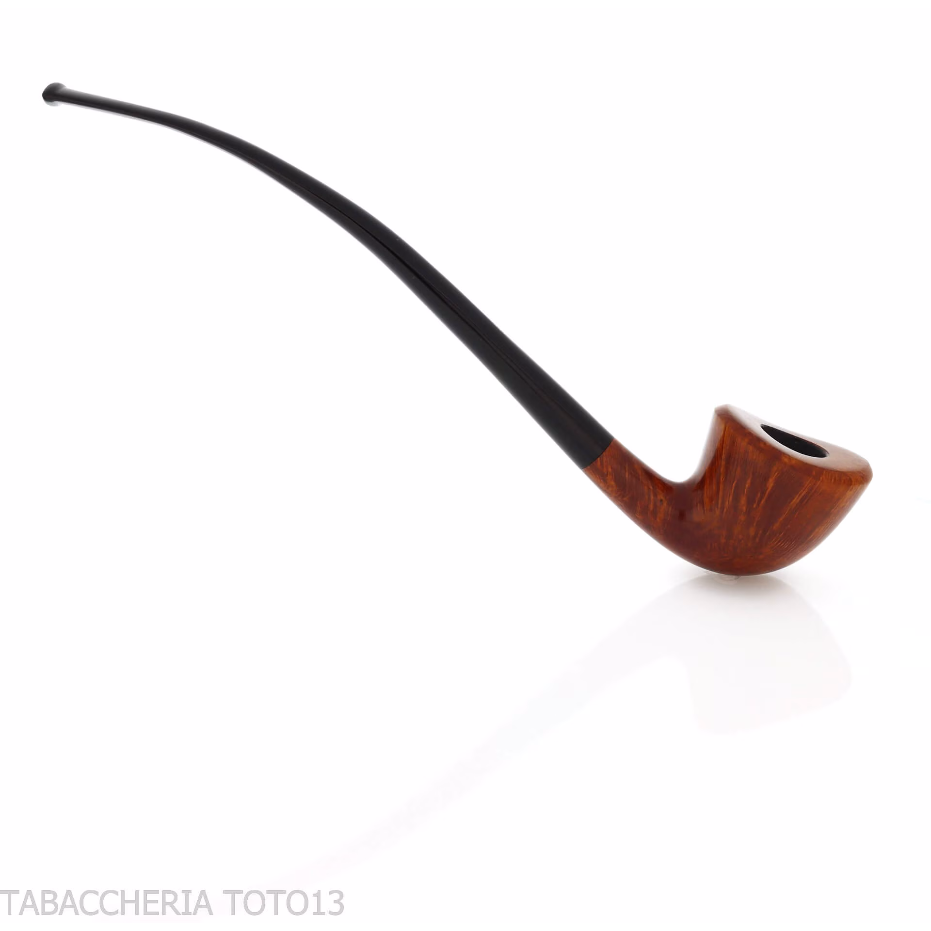 Pipa Churchwarden bent Dublin ovale in radica naturale lucida - Pipe