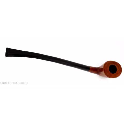 Pipa Churchwarden bent Dublin ovale in radica naturale lucida - Pipe