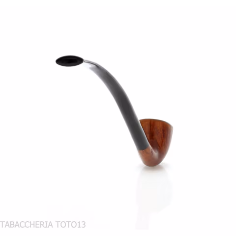 Pipa Churchwarden bent Dublin ovale in radica naturale lucida - Pipe