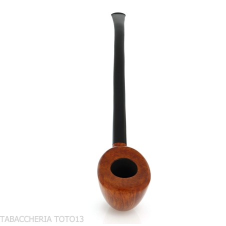 Pipa Churchwarden Dublín curvada ovalada en brezo natural, pulida.-Pipa Milano