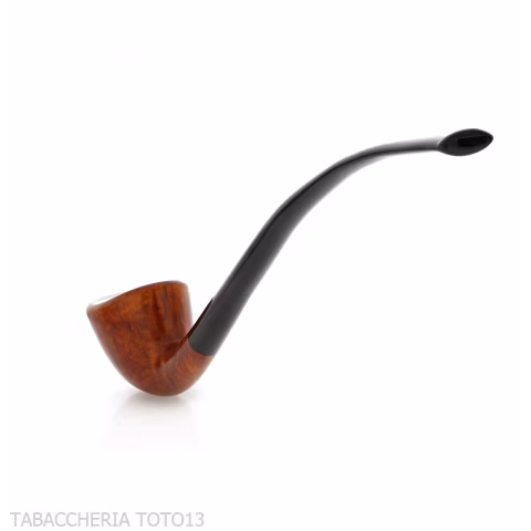 Pipa Churchwarden bent Dublin ovale in radica naturale lucida - Pipe