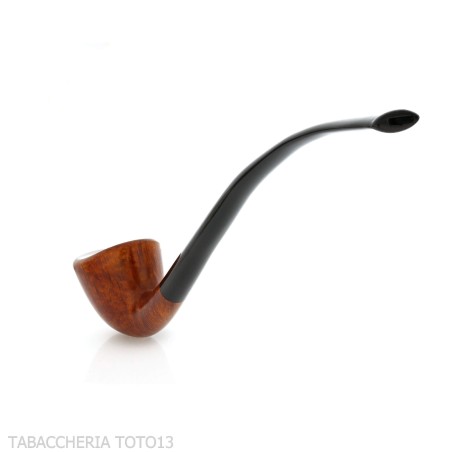 Pipa Churchwarden Dublín curvada ovalada en brezo natural, pulida.-Pipa Milano