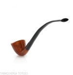 Pipa Churchwarden Dublín curvada ovalada en brezo natural, pulida.-Pipa Milano