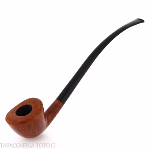 Pipa Churchwarden bent Dublin ovale in radica naturale lucida - Pipe