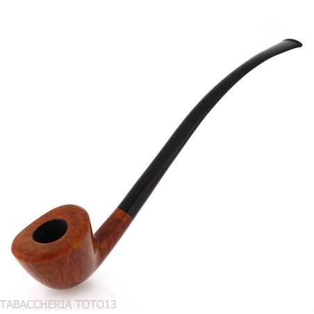 Pipa Churchwarden Dublín curvada ovalada en brezo natural, pulida.-Pipa Milano