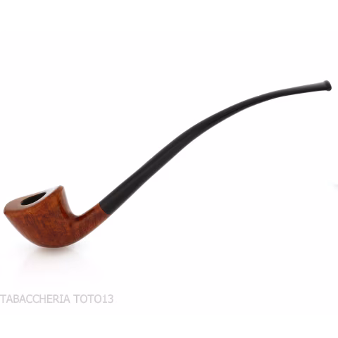 Pipa Churchwarden bent Dublin ovale in radica naturale lucida - Pipe