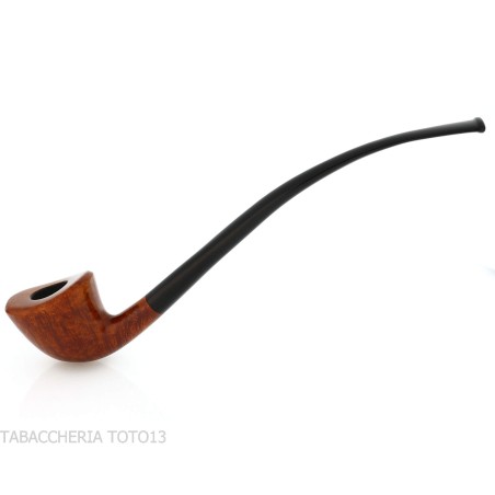 Pipa Churchwarden Dublín curvada ovalada en brezo natural, pulida.-Pipa Milano